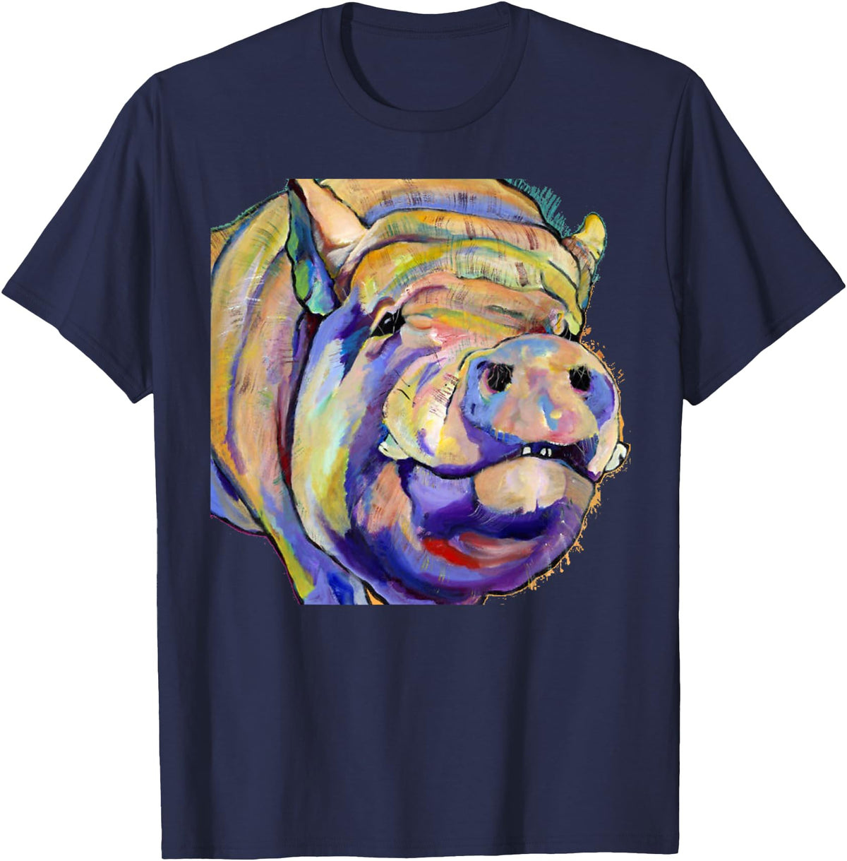 Potbelly Pig Shirt - Potbelly Pig Gifts - Potbellied Pig Art T-Shirt - Navy Blue
