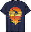 TrendyPull Silhouette Retro Vintage Style Gifts Giraffe Shirt Retro Sunset 70s Vintage Giraffe T-Shirt - Navy Blue