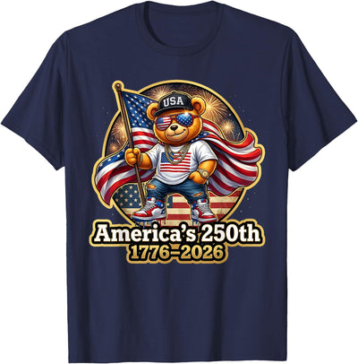 Stylish Teddy Bear America's 250th Anniversary 1776 2026 T-Shirt