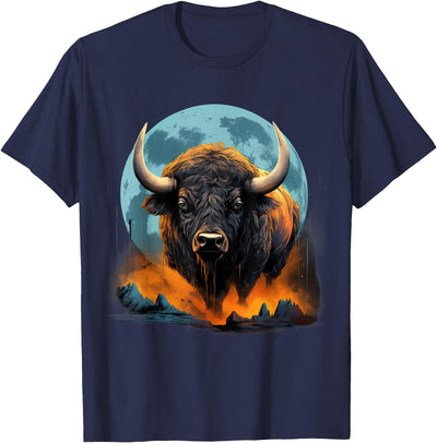 Cow Safari Animal Art Bison Colorful Nature Buffalo Motif T-Shirt