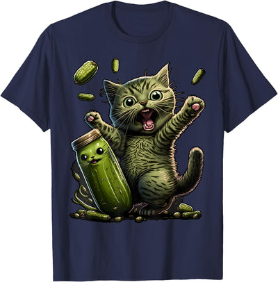 Funny Kittens vs Gherkin Pickle Cat Mom Lady T-Shirt