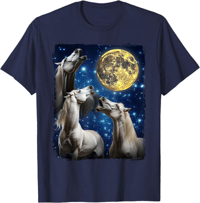Horse Moon Meme Horse Riding Horses Howling At The Moon T-Shirt