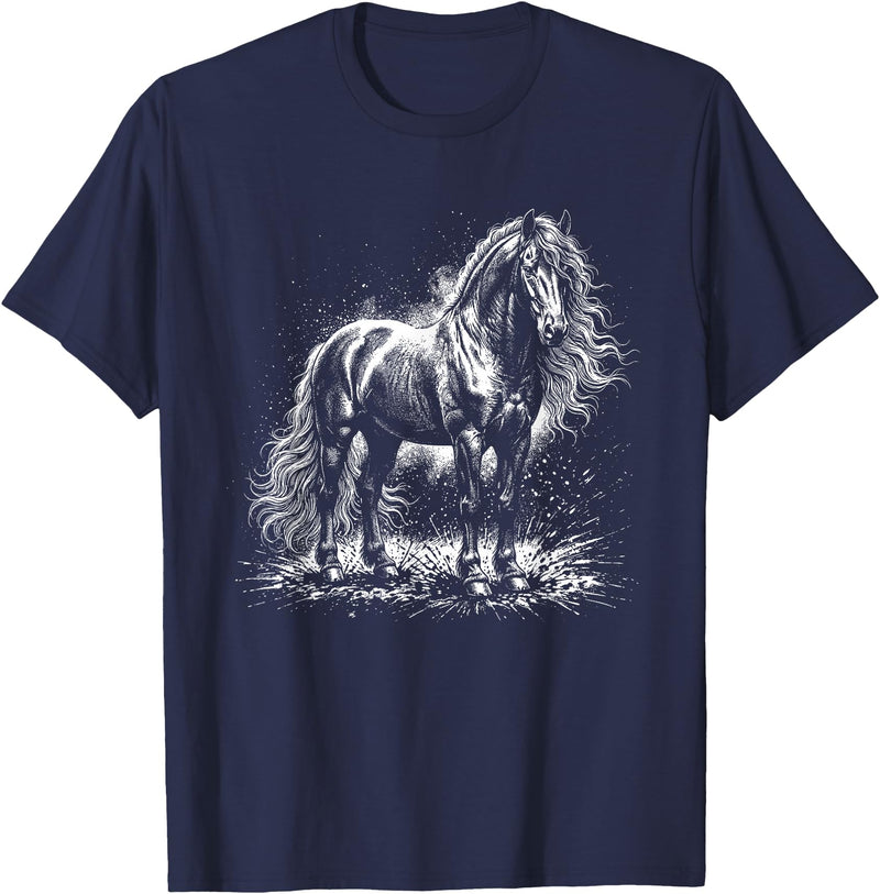 Horse Tee Horse T-Shirt - Straight - Navy Blue