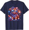 July 4th Highland Cow Farm Lovers America Costume Cute Highland Cow Florals 4th of July USA Flag Patriotic Cow T-Shirt -