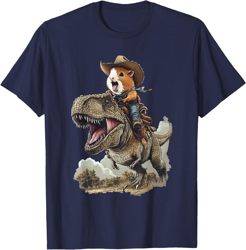 Animal Cowboy Guinea Pig Rex Cowboy T-Shirt - Navy Blue