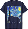Starry Night Guinea Pig Lover Painting Guinea Pig Starry Night Van Gogh Guinea Pig Lover T-Shirt - Navy Blue