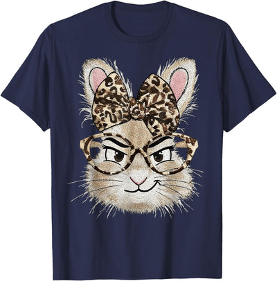Bunny Face in Leopard Bandana and Glasses Tee