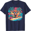 Summer Vibes Highland Cow Funny Beach Vacation Tee Tropical Highland Cow Summer Vibes Funny Beach T-Shirt - Navy Blue