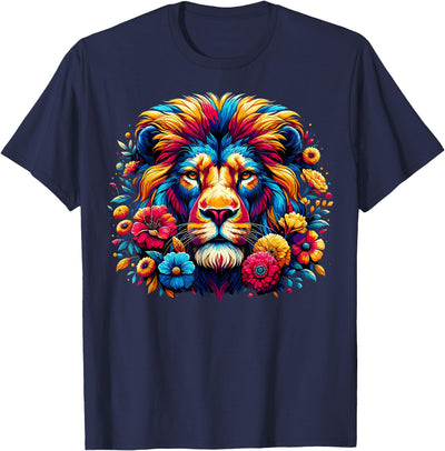 Lion Face Colorful Wild Animal Cute Lion T-Shirt
