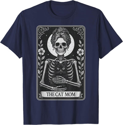 Tarot Cat Mom Kitten Skeleton The Cat Lady Tarot Card T-Shirt