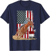 Funny horse barrel racing designs US Flag State Pride Barrel Racing Horse Rodeo Cowgirl T-Shirt - Navy Blue