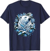 Arctic Polar Bear Winter Snowflakes Christmas Polar Bear Wreath Ice Crystals T-Shirt - Navy Blue
