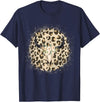 Funny Leopard Cow Skull designs Funny Leopard Cow Skull print Flower Rustic Turquoise T-Shirt - Navy Blue