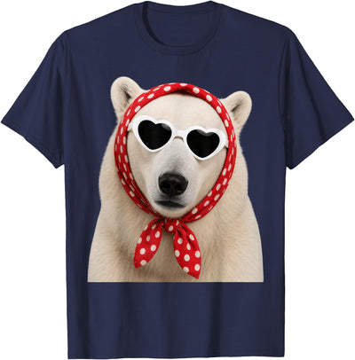 Cute Polar Bear Lover Heart Sunglasses T-Shirt