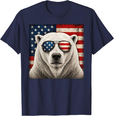 Polar Bear 4th of July US American Flag Patriotic T-Shirt