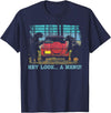 Funny Camping Lovers Gift Tee Hey Look A Menu Funny Bear Camping Retro Vintage Camper Car T-Shirt - Navy Blue