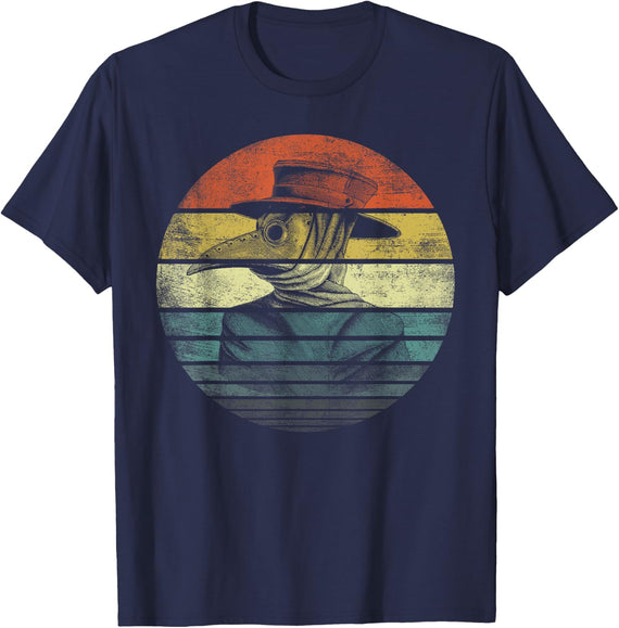 Vintage Plague Face Mask Gifts For Men Women Plague Doctor T-Shirt - Navy Blue