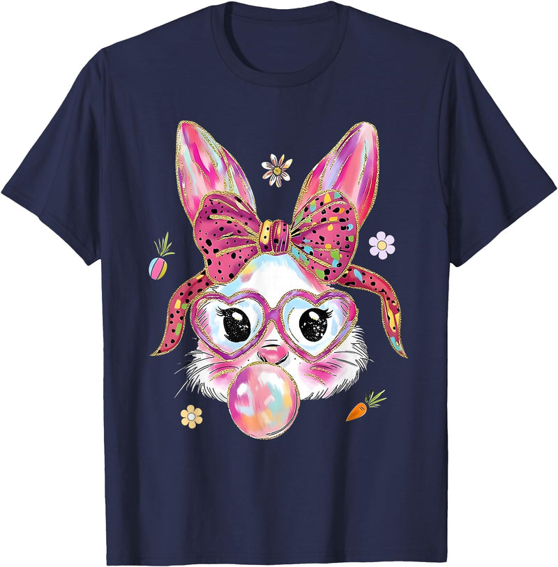 Women Girls Kids Rabbit T-Shirt in Navy Blue