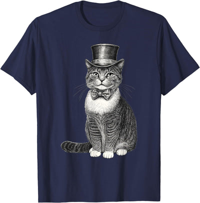Cute Cat Wearing A Hat Apparel Cat Wearing A Hat And Bowtie T-Shirt