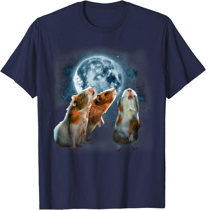 Howling at The Moon Shirt and Apparel Co. Guinea Pigs Howling at the Moon Shirt - Funny Guinea Pig T-Shirt - Navy Blue