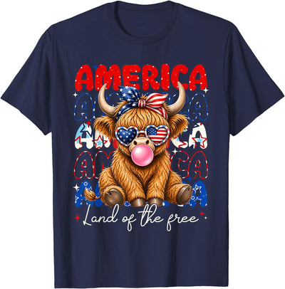 4th of July Funny Heifer Cow Gat Mea America Land T-Shirt
