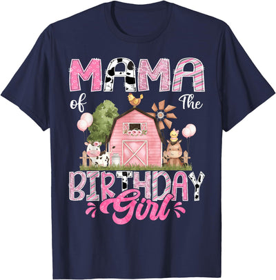 Mama of the Birthday Girl 1st Birthday Pink Cow Farm T-Shirt