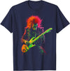 Rock Metal Skeleton Graphic Tees Skeleton Graphic Tee Playing Guitar Rock Band Halloween T-Shirt - Navy Blue
