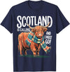 Funny Scottish Highland Cow Scotland is Calling and I Must go Scottish Highland Cow T-Shirt - Navy Blue