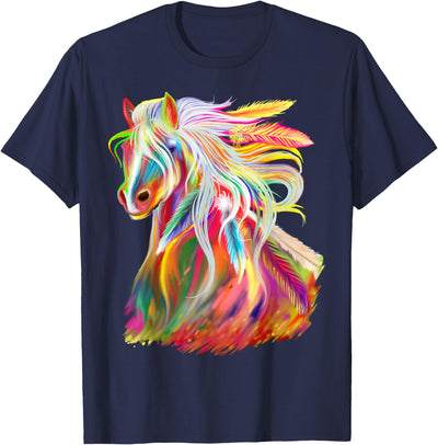 Love Horses Apparel For Girls Women Horse Head Watercolor Equestrian T-Shirt