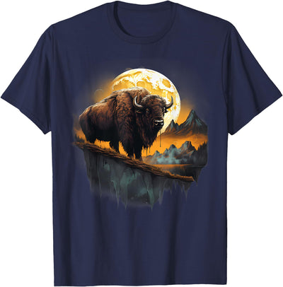Cow Safari Animal Art Buffalo Savanna Bison Artwork Sunset T-Shirt
