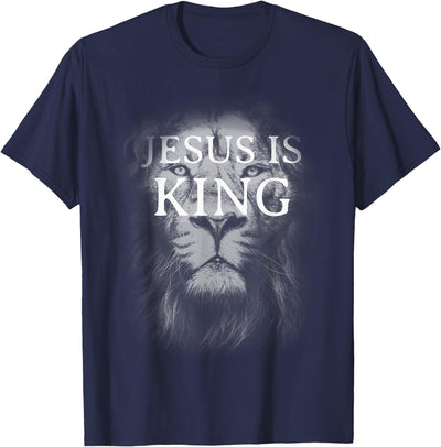 Christian Jesus is King Lion Design Faded Distressed Vintage T-Shirt