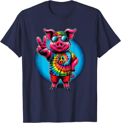 Peace Sign Tie Dye Pig T-Shirt