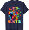 Colorful Rainbow Family Bear Autism Awareness Autism Auntie Colorful Rainbow Auntie Bear Autism Awareness T-Shirt - Navy Blue