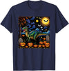 Starry Night Velociraptor Halloween Spooky Halloween Velociraptor Starry Night T-Shirt - Navy Blue