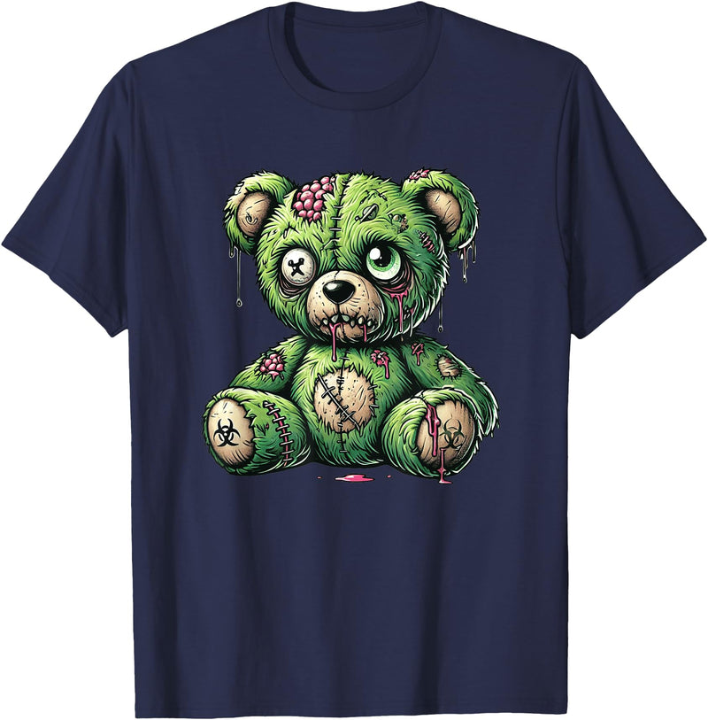 Nerdy Dreamaz Designs Zombie Bear Halloween Zombie Teddy Zombie Lover T-Shirt - Navy Blue
