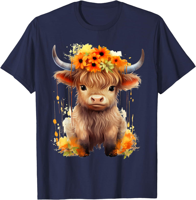 Western Shirts for Girls Men, Highland Cow Gifts Cow, Scottish Highland Cow, Western Wear, Highland Cow T-Shirt - Navy Blue