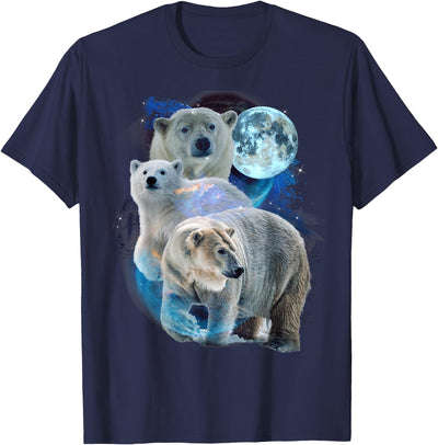 Polar Bears Art Vibes 3 Moon Polar Bears Funny Fur Marine Mammals Bear Art Humor T-Shirt