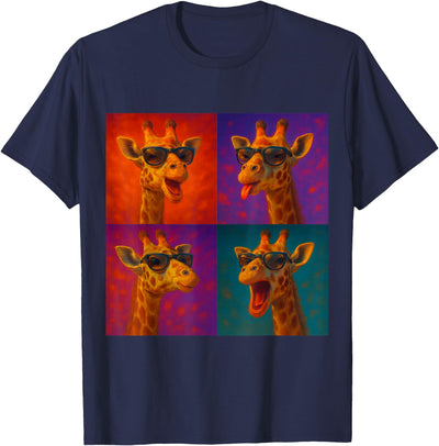 Giraffe Sunglasses Funny Faces Collage Pop Art T-Shirt