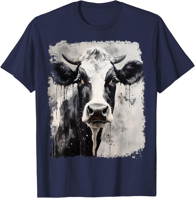 Noah&Friends A Black White Cow T-Shirt - Navy Blue