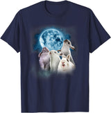 Funny Rabbit - Funny Rabbits Howling at the Moon T-Shirt in Navy Blue