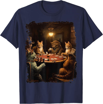 Noah&Friends Playing Card Pop Art Gambling Cats Playing Poker Cards T-Shirt