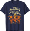Heifer Humor Designs Just Hanging with My Heifers - Funny Farm Cows T-Shirt - Navy Blue