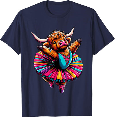 Scottish Highland Cow Ballet Dancer Ballerina Dancing T-Shirt