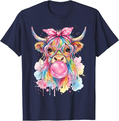 Highland Cow Blowing Bubblegum T-Shirt