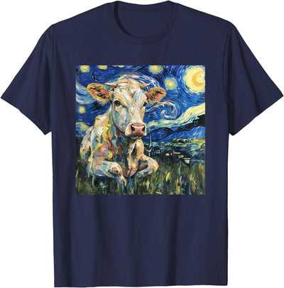 Cow Van Gogh Starry Night T-Shirt