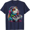 Funny Graphic Guinea Pig Gamers Guinea Pig Video Games Lover Guinea Pig T-Shirt - Navy Blue