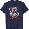 Horror Teddy Bear Horror Movie Scary Creepy Terrifying Teddy Spooky Plush Horror Teddy Bear Scary T-Shirt - Navy Blue