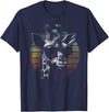 Vintage Giraffe Apparel. Giraffe Vintage Sunglasses Funny Retro African Animal T-Shirt - Navy Blue