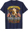Patriotic 250 Years of Freedom 1776-2026 250 Years America Cow Patriotic USA 4th of July T-Shirt - Navy Blue