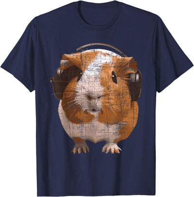 Guinea Pig With Big Headphone - Animal Rodent Lover T-Shirt